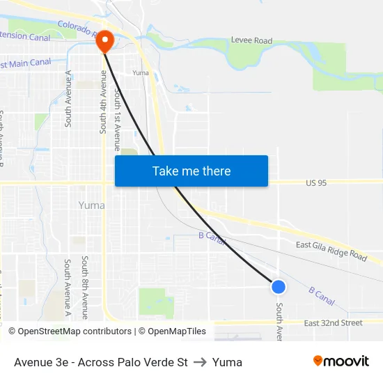 Avenue 3e - Across Palo Verde St to Yuma map