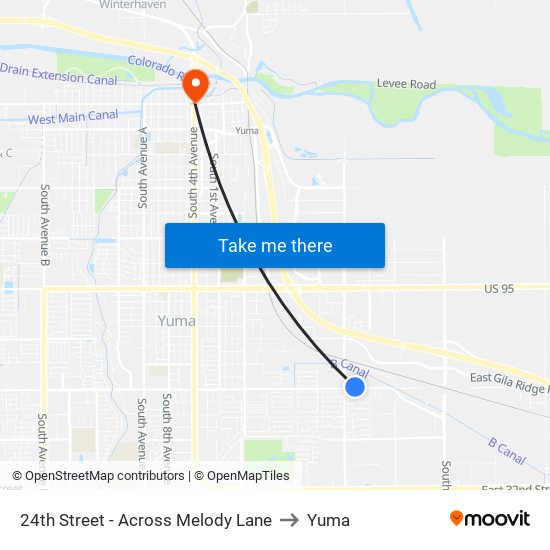 24th Street - Across Melody Lane to Yuma map