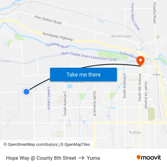Hope Way @ County 8th Street to Yuma map