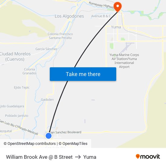 William Brook Ave @ B Street to Yuma map