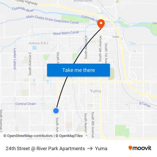 24th Street @ River Park Apartments to Yuma map