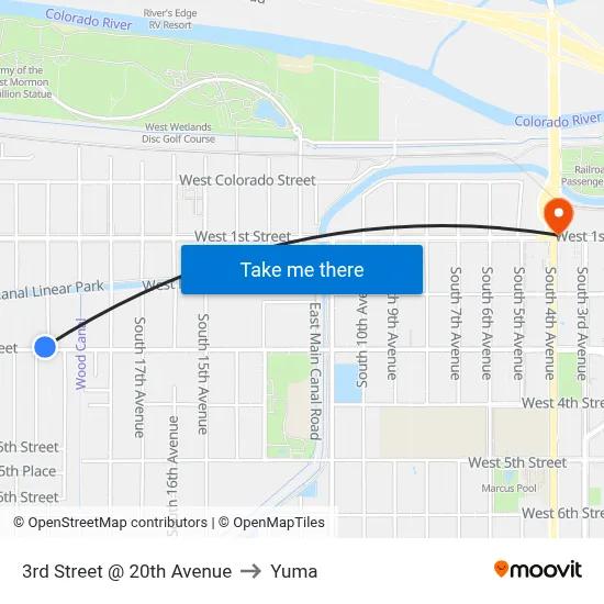3rd Street @ 20th Avenue to Yuma map