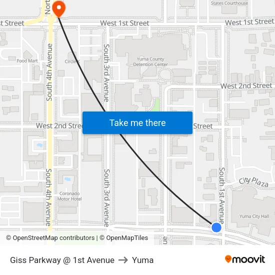 Giss Parkway @ 1st Avenue to Yuma map