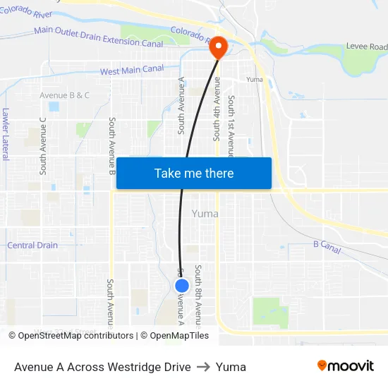 Avenue A Across Westridge Drive to Yuma map