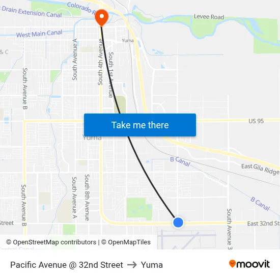 Pacific Avenue @ 32nd Street to Yuma map