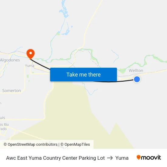 Awc East Yuma Country Center Parking Lot to Yuma map