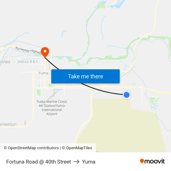 Fortuna Road @ 40th Street to Yuma map