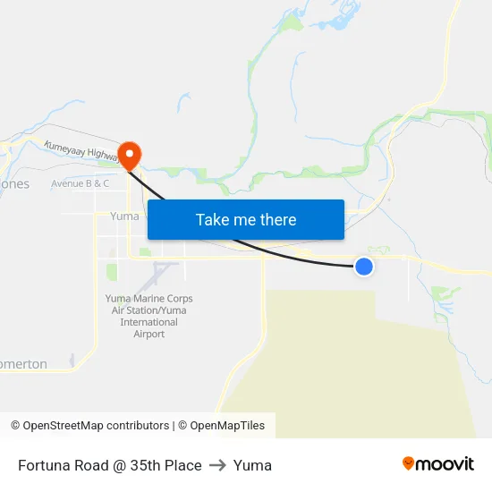 Fortuna Road @ 35th Place to Yuma map