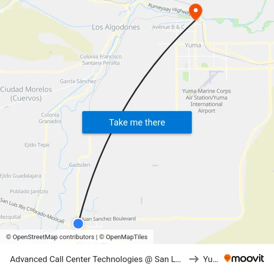Advanced Call Center Technologies @ San Luis Plaza Drive to Yuma map