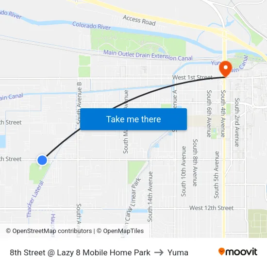8th Street @ Lazy 8 Mobile Home Park to Yuma map