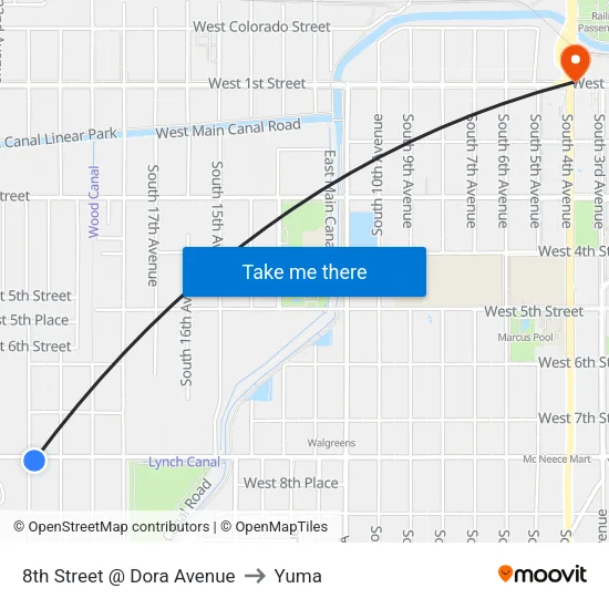 8th Street @ Dora Avenue to Yuma map