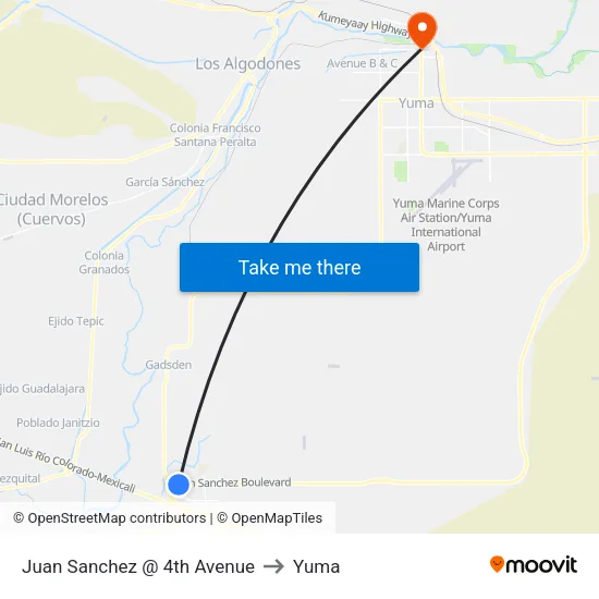 Juan Sanchez @ 4th Avenue to Yuma map