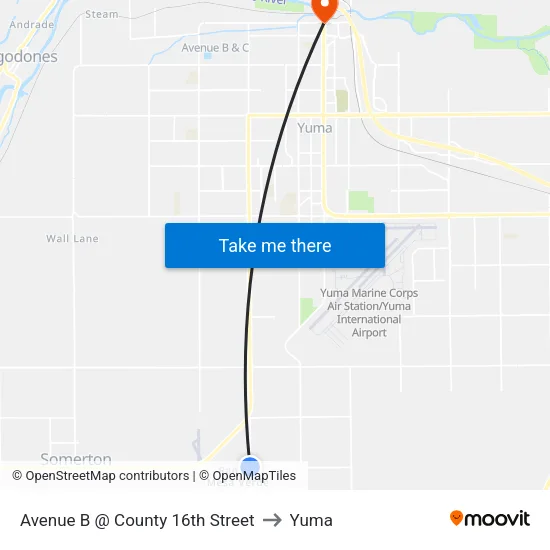 Avenue B @ County 16th Street to Yuma map