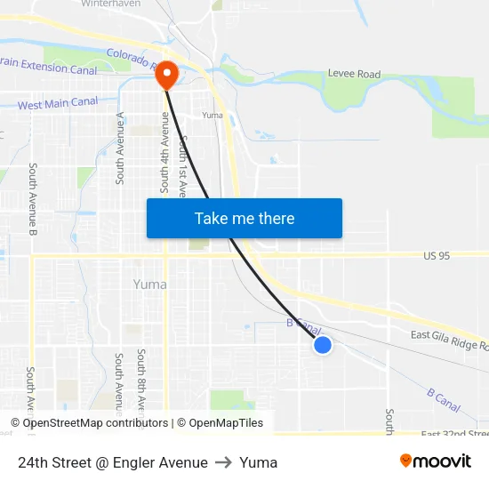 24th Street @ Engler Avenue to Yuma map