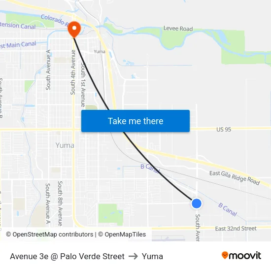 Avenue 3e @ Palo Verde Street to Yuma map