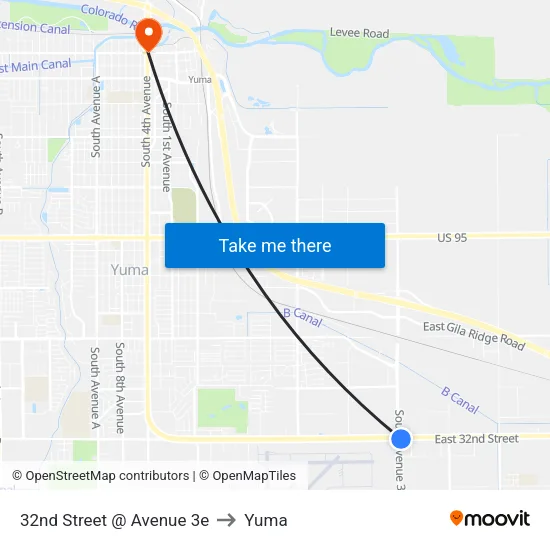 32nd Street @ Avenue 3e to Yuma map