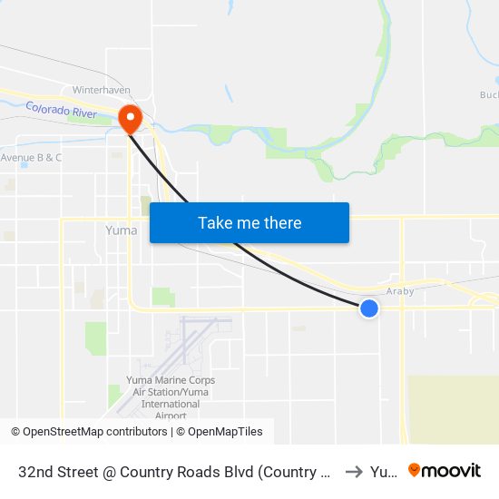 32nd Street @ Country Roads Blvd (Country Roads Rv Park) to Yuma map