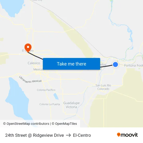 24th Street @ Ridgeview Drive to El-Centro map