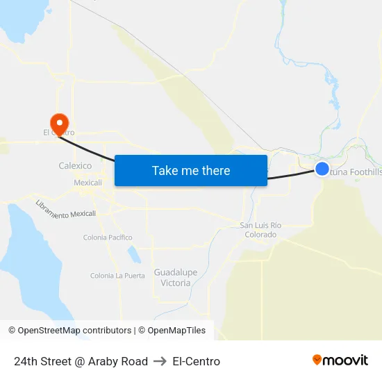 24th Street @ Araby Road to El-Centro map