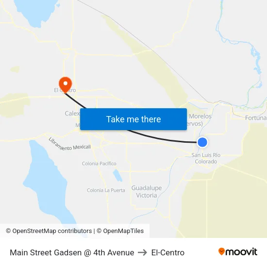 Main Street Gadsen @ 4th Avenue to El-Centro map