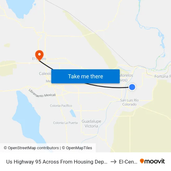 Us Highway 95 Across From Housing Deptartment to El-Centro map