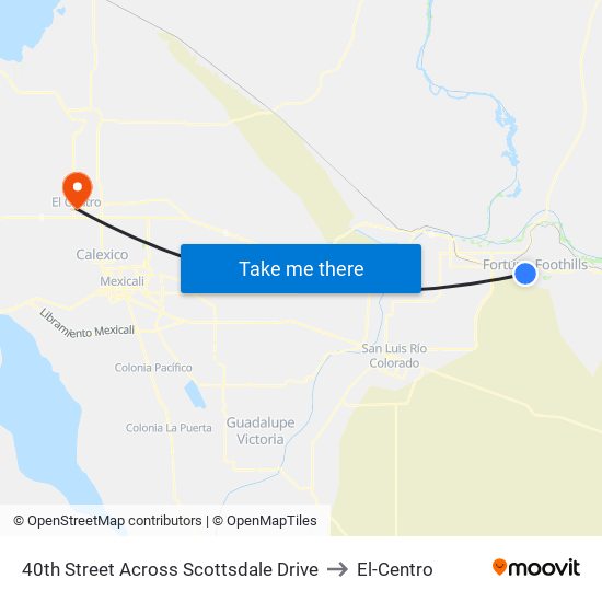 40th Street Across Scottsdale Drive to El-Centro map