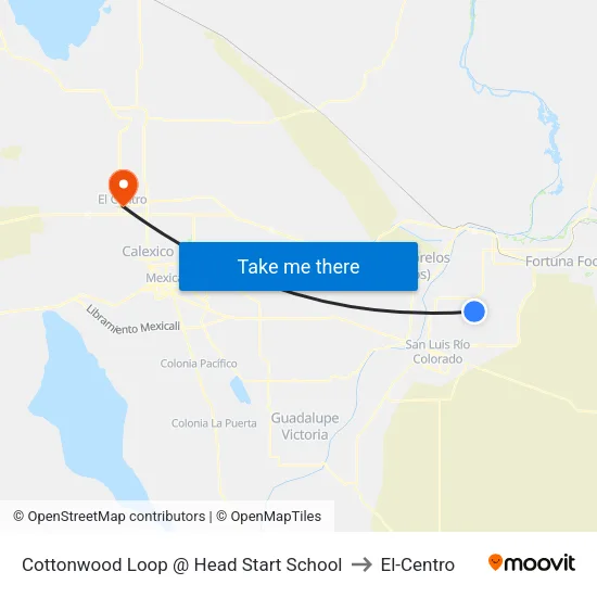 Cottonwood Loop @ Head Start School to El-Centro map