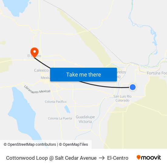 Cottonwood Loop @ Salt Cedar Avenue to El-Centro map