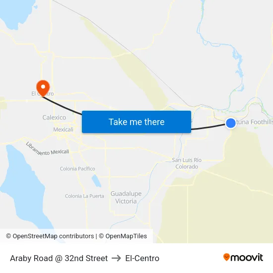 Araby Road @ 32nd Street to El-Centro map
