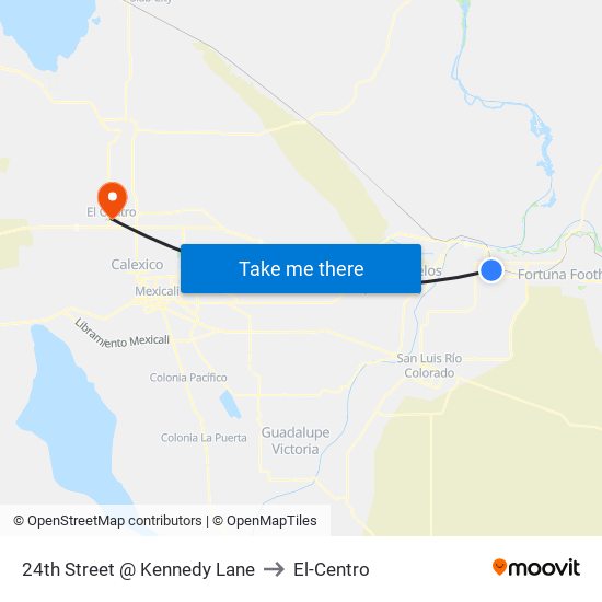 24th Street @ Kennedy Lane to El-Centro map