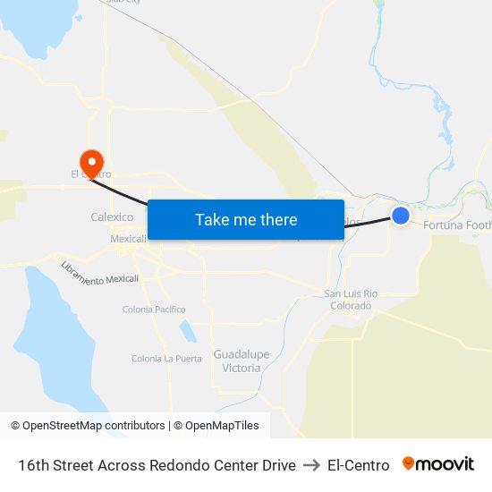 16th Street Across Redondo Center Drive to El-Centro map
