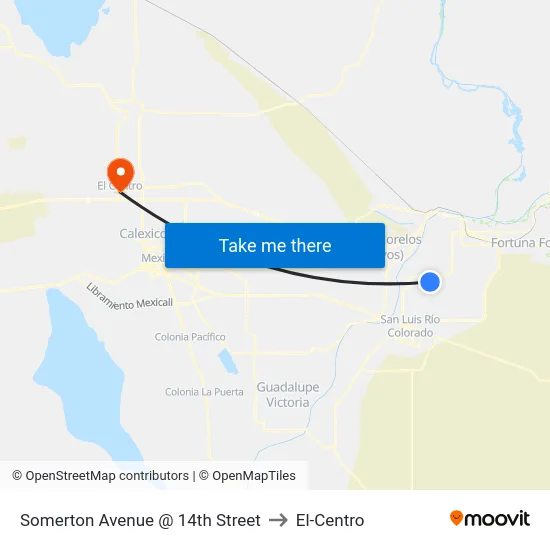 Somerton Avenue @ 14th Street to El-Centro map
