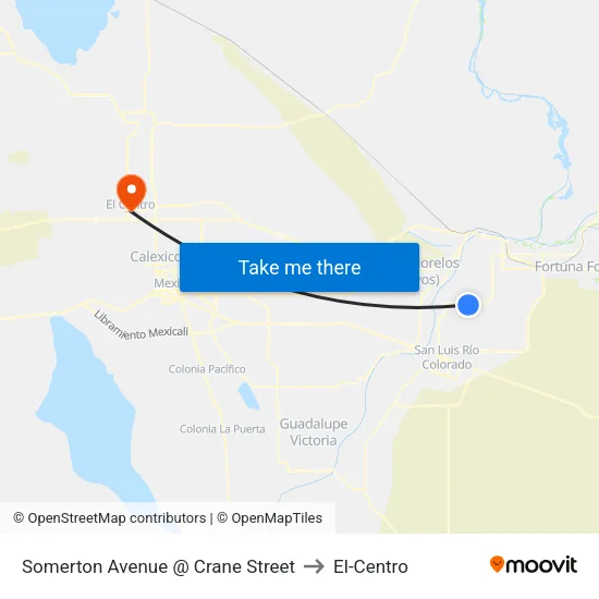 Somerton Avenue @ Crane Street to El-Centro map