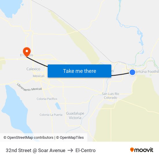 32nd Street @ Soar Avenue to El-Centro map