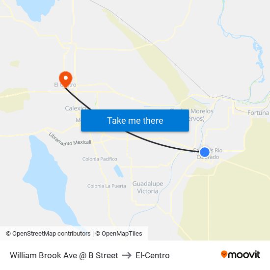 William Brook Ave @ B Street to El-Centro map