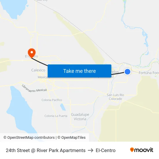 24th Street @ River Park Apartments to El-Centro map
