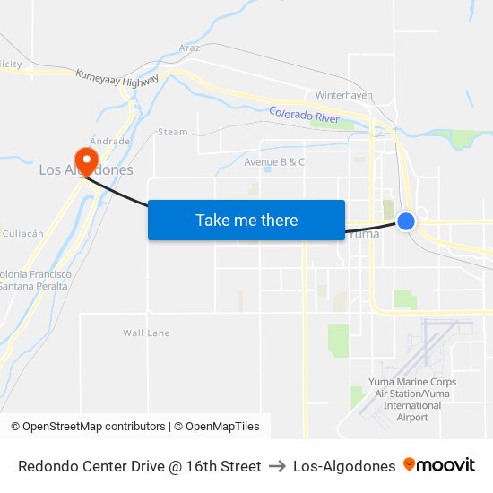 Redondo Center Drive @ 16th Street to Los-Algodones map