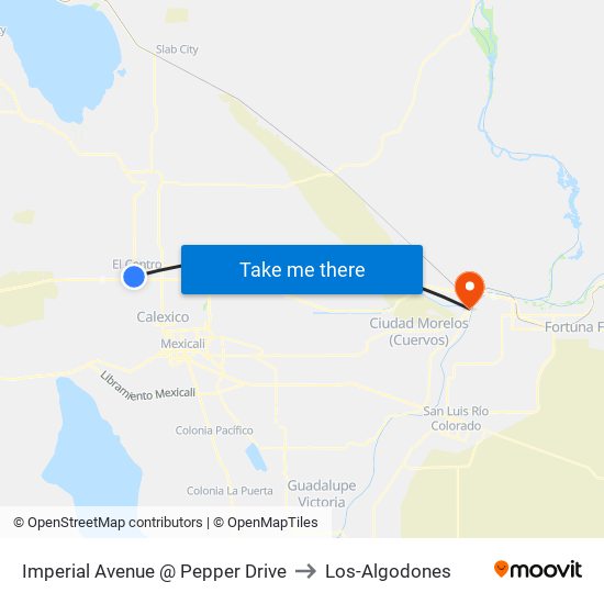 Imperial Avenue @ Pepper Drive to Los-Algodones map