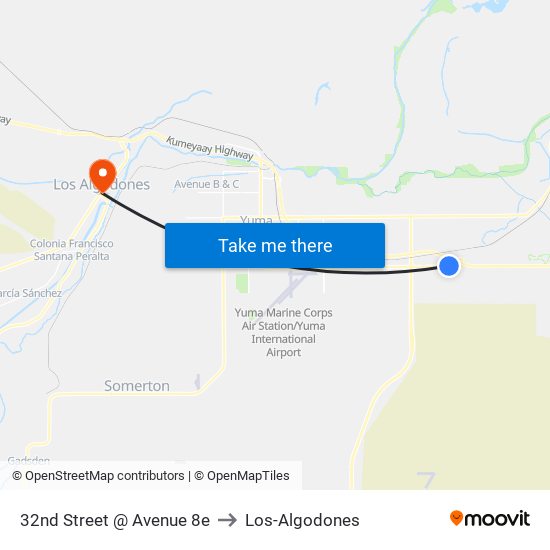 32nd Street @ Avenue 8e to Los-Algodones map