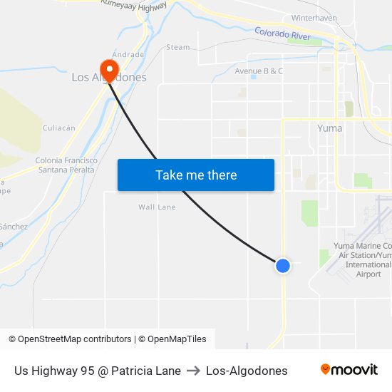 Us Highway 95 @ Patricia Lane to Los-Algodones map