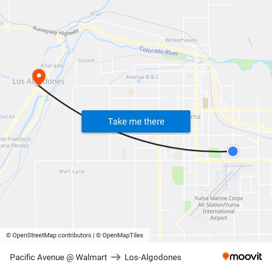 Pacific Avenue @ Walmart to Los-Algodones map