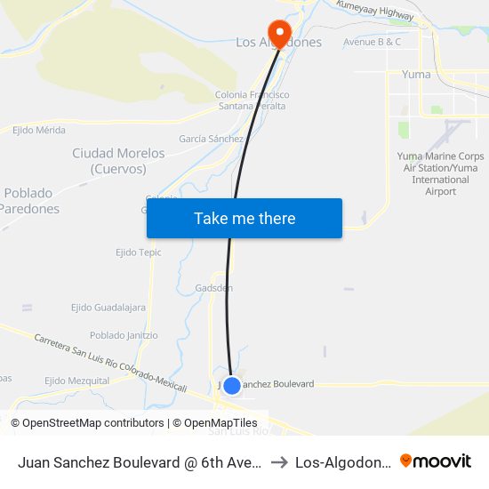 Juan Sanchez Boulevard @ 6th Avenue to Los-Algodones map