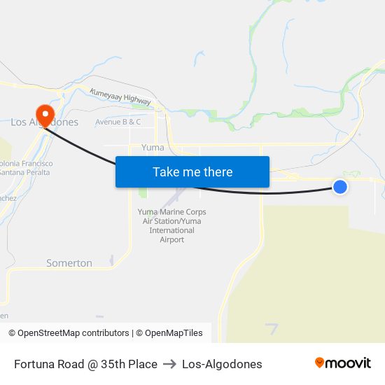 Fortuna Road @ 35th Place to Los-Algodones map