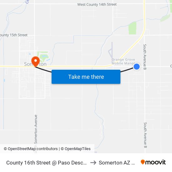 County 16th Street @ Paso Descanso to Somerton AZ USA map