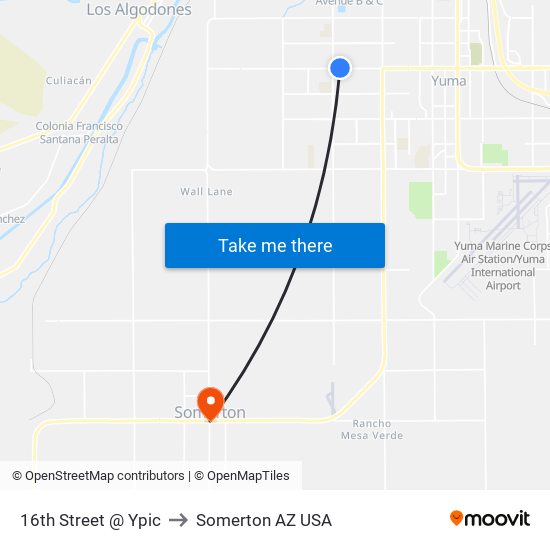 16th Street @ Ypic to Somerton AZ USA map