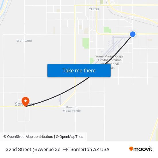 32nd Street @ Avenue 3e to Somerton AZ USA map