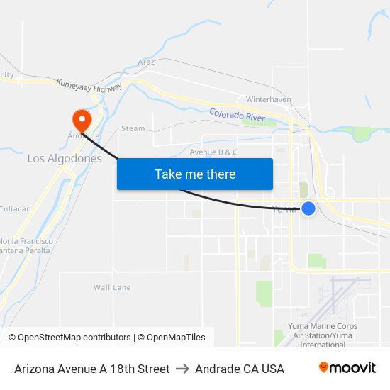 Arizona Avenue A 18th Street to Andrade CA USA map