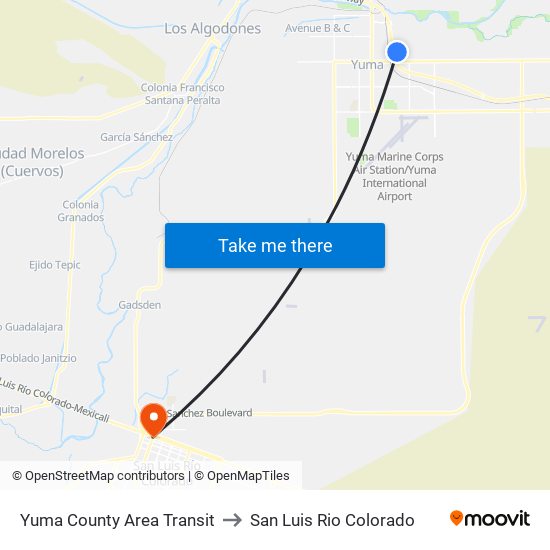 Yuma County Area Transit to San Luis Rio Colorado map