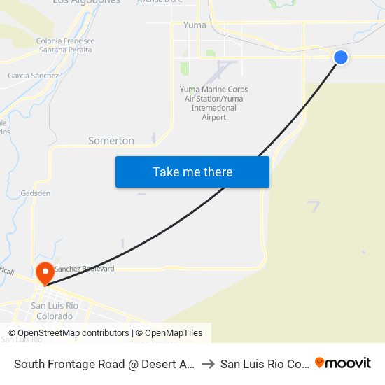 South Frontage Road @ Desert Air Boulevard to San Luis Rio Colorado map