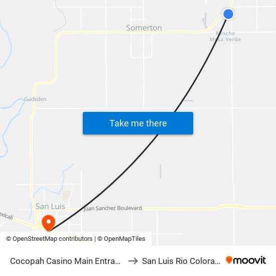 Cocopah Casino Main Entrance to San Luis Rio Colorado map